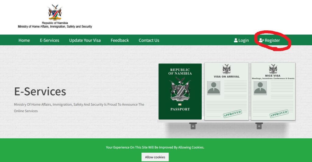 ナミビアビザ申請方法