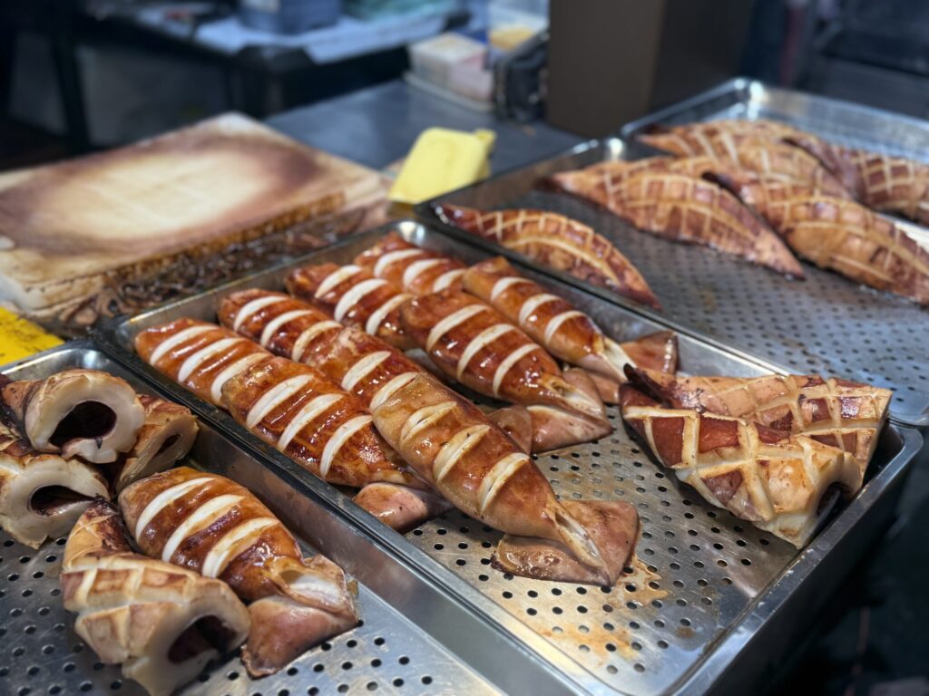 
台南花園夜市のイカ焼き
